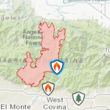 Bobcat fire screen shot Map showing Bobcat fire Sept 18 2020