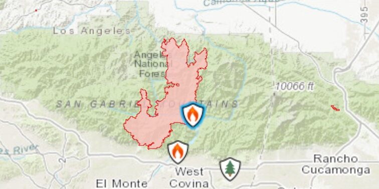 Map showing Bobcat fire Sept 18 2020