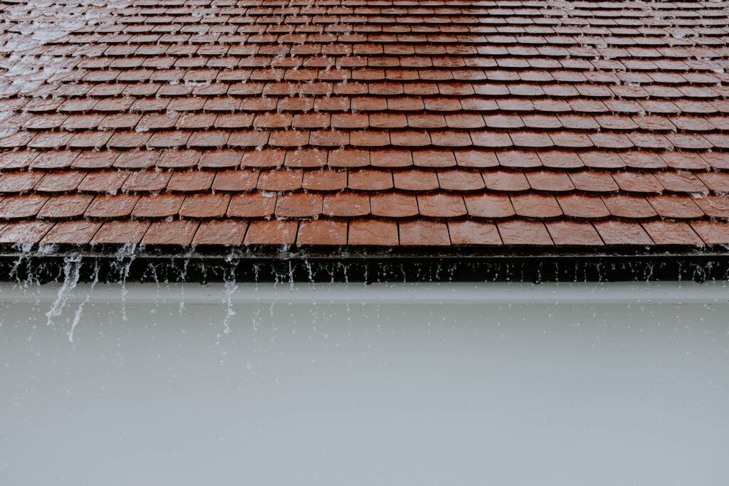 Rain on tile roof