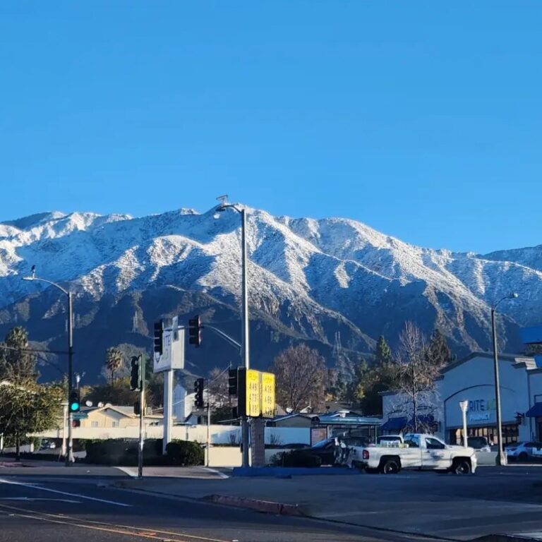 Snow covered mountains below Mt. Wilson View of snow-covered mountains below Mt. Wilson, above Pasadena