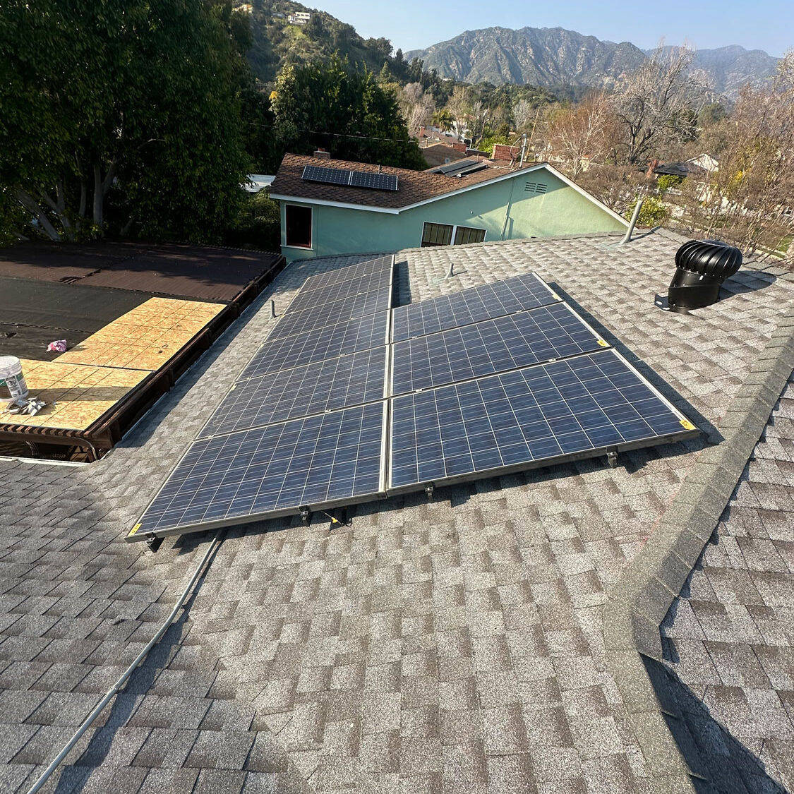 Solar System and panels on a roof.