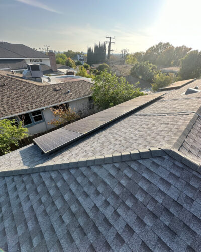 Solar System and panels on a roof.
