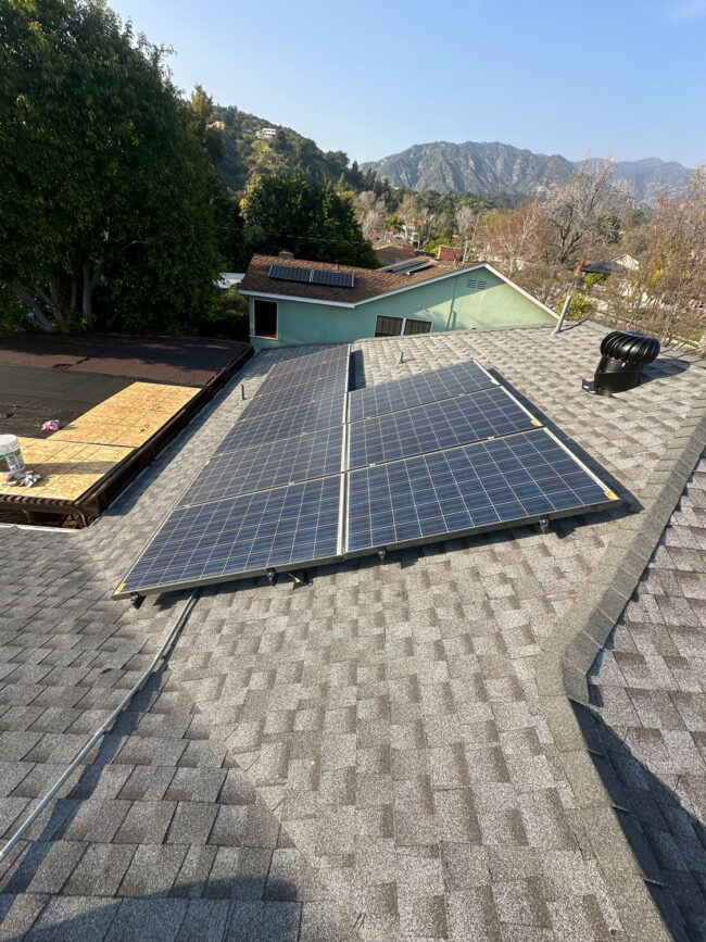 Solar System and panels on a roof.
