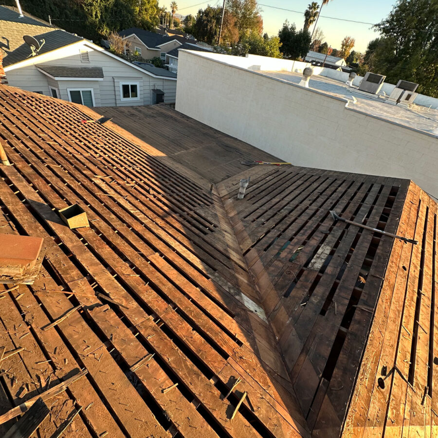 Roof before adding roofing shingles.