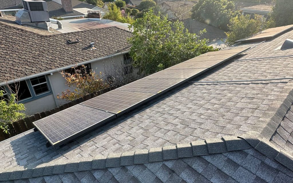 New roof with installed new solar panels.