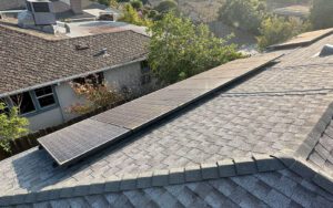 New roof with installed new solar panels.