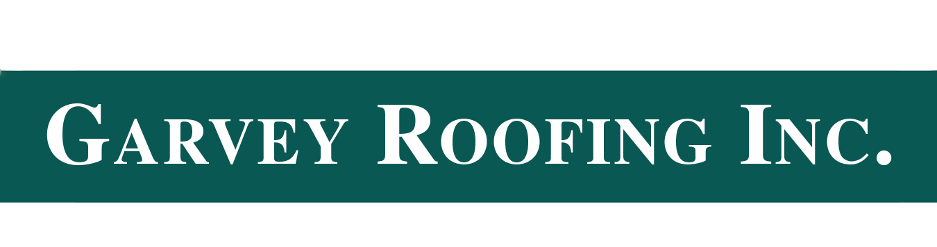 Garvey Roofing logo in white font.