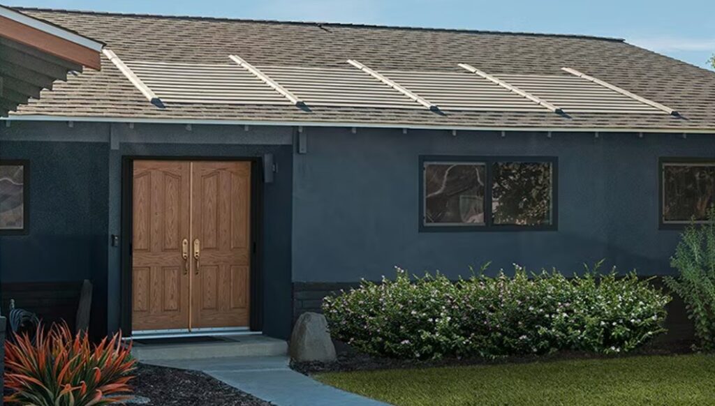 Home with solar shingles