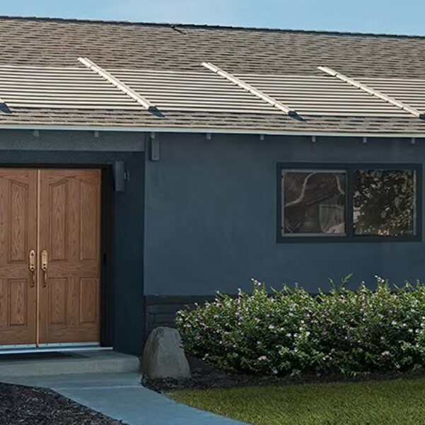 Home with solar shingles