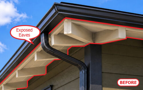 Exposed Eaves to show how a roof is not protected from fire hardening.