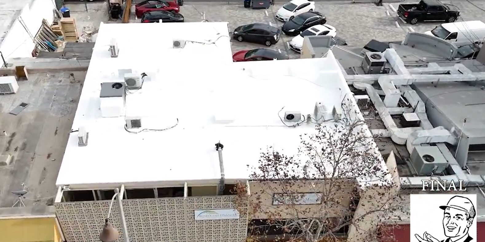 Torch coating being added to a roof.