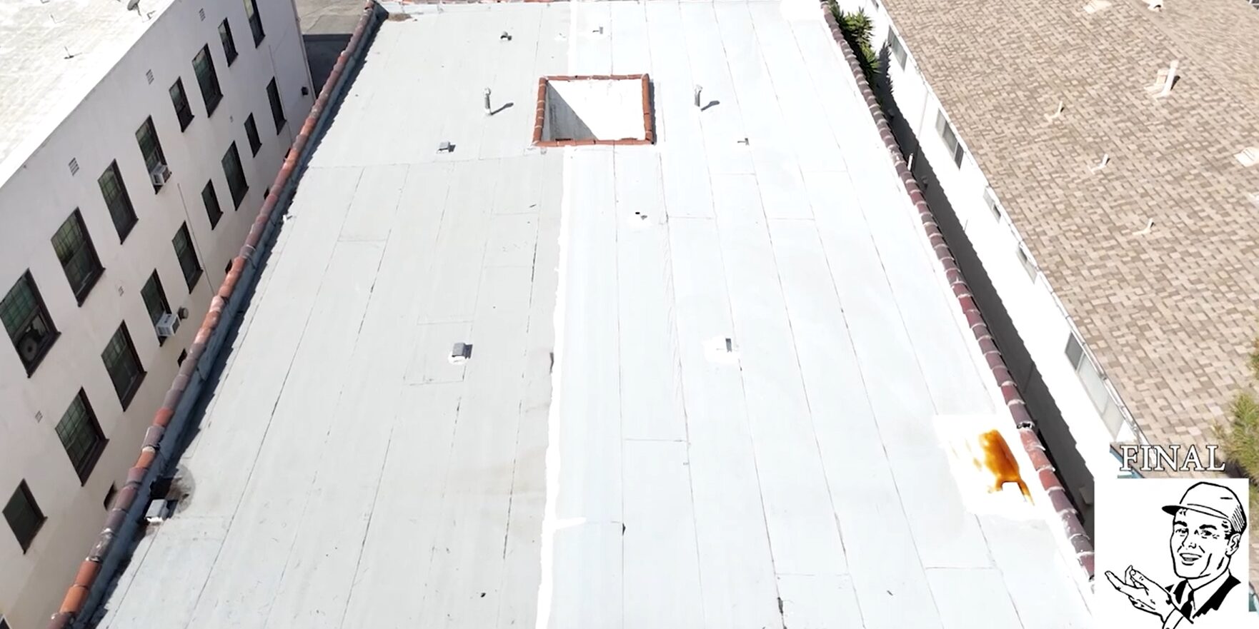 Torch roof service being done by Garvey Roofing Inc.