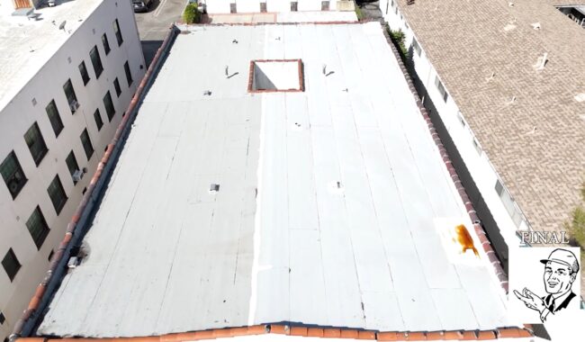 Torch roof service being done by Garvey Roofing Inc.