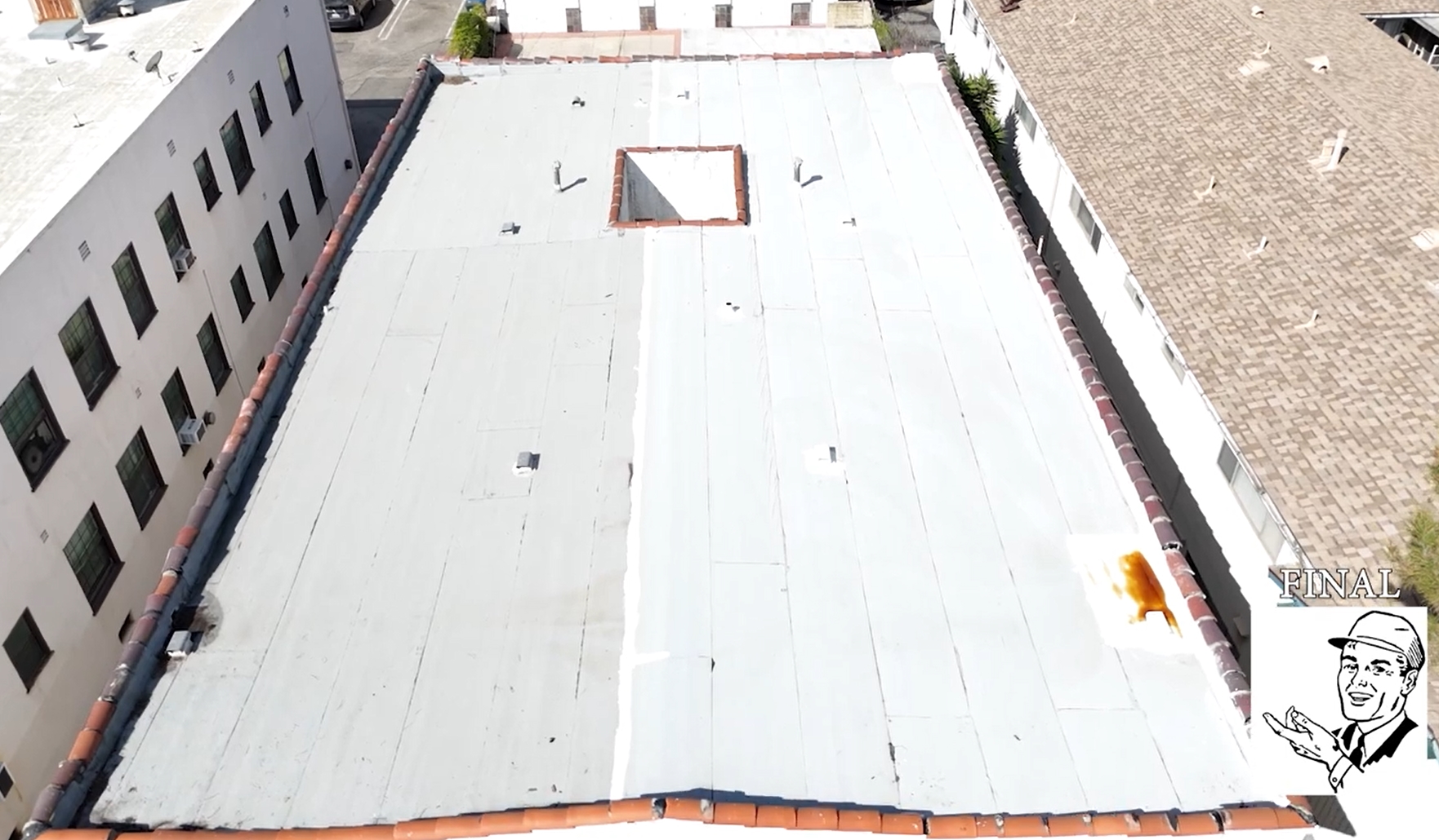 Torch roof service being done by Garvey Roofing Inc.