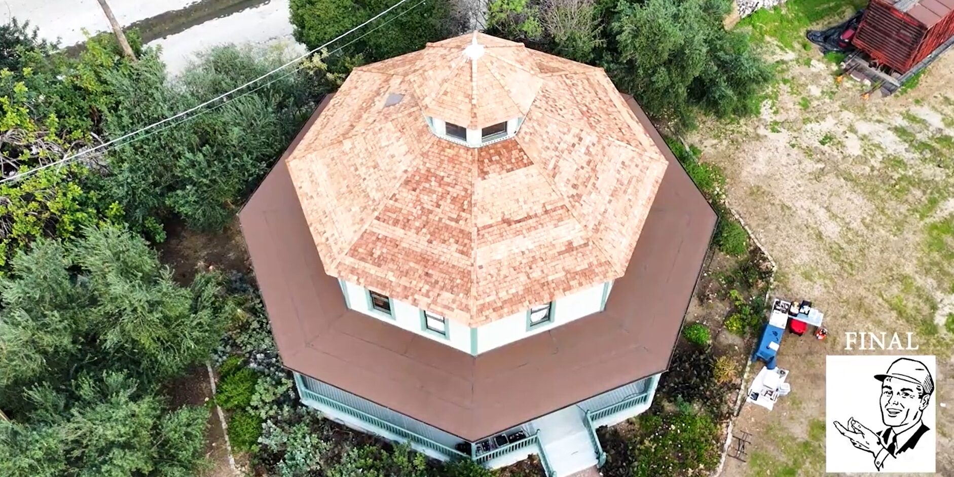 Wood roofing being installed on a commercial building.