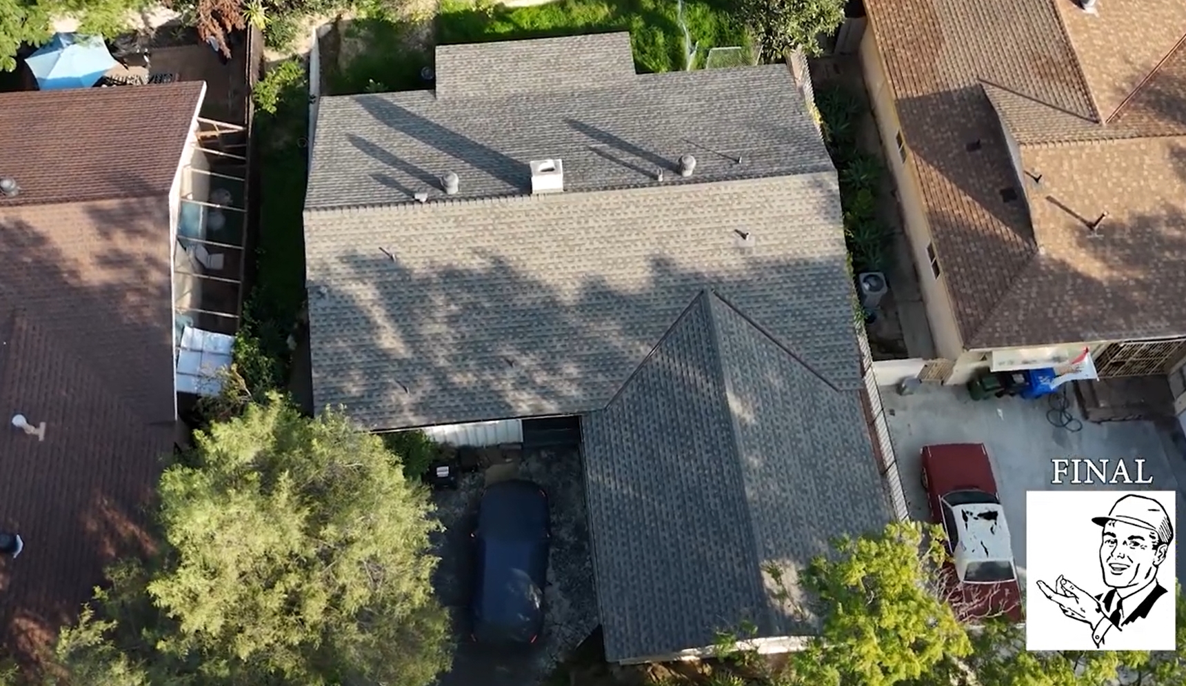 Shingle roof being installed on a residential house by Garvey Roofing Inc.